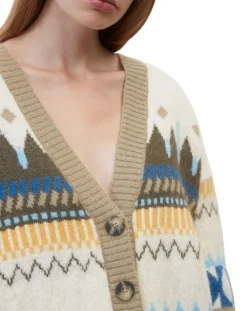 Cardigan en Alpaga, Laine & Cachemire mélangés jacquard graphique multicolore-Marc O'Polo