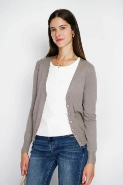 Femme Assuili Gilets Et Cardigans^Cardigan en Cachemire mélangé col V taupe