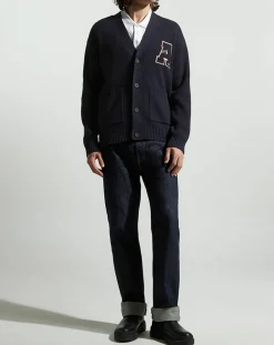 Cardigan en Coton & Laine Fardi varsity bleu marine-Galeries Lafayette Clearance