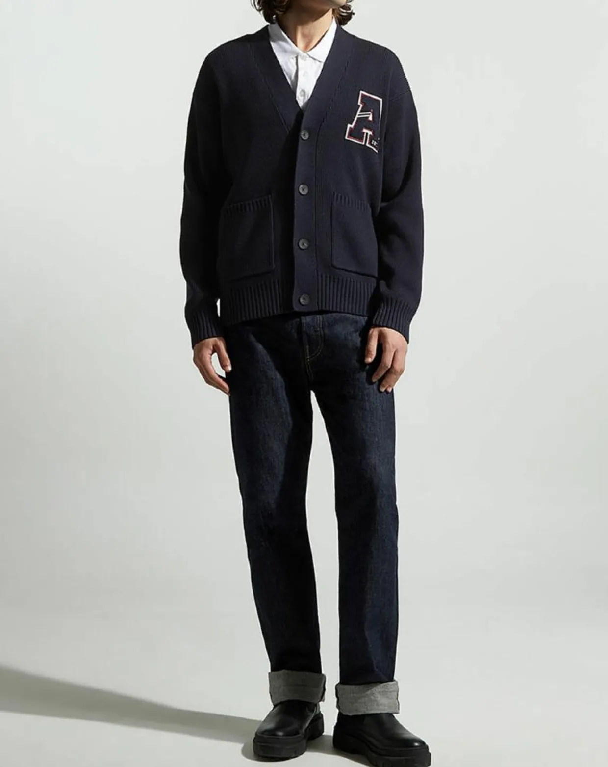 Cardigan en Coton & Laine Fardi varsity bleu marine-Galeries Lafayette Clearance