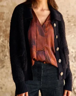Cardigan en Laine & Alpaga mélangés Manon noir-Lauren Vidal New