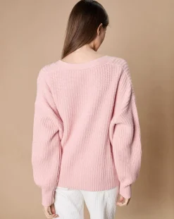 Cardigan en Laine & Cachemire mélangés Noémie vieux rose-Oscar et Louise Outlet