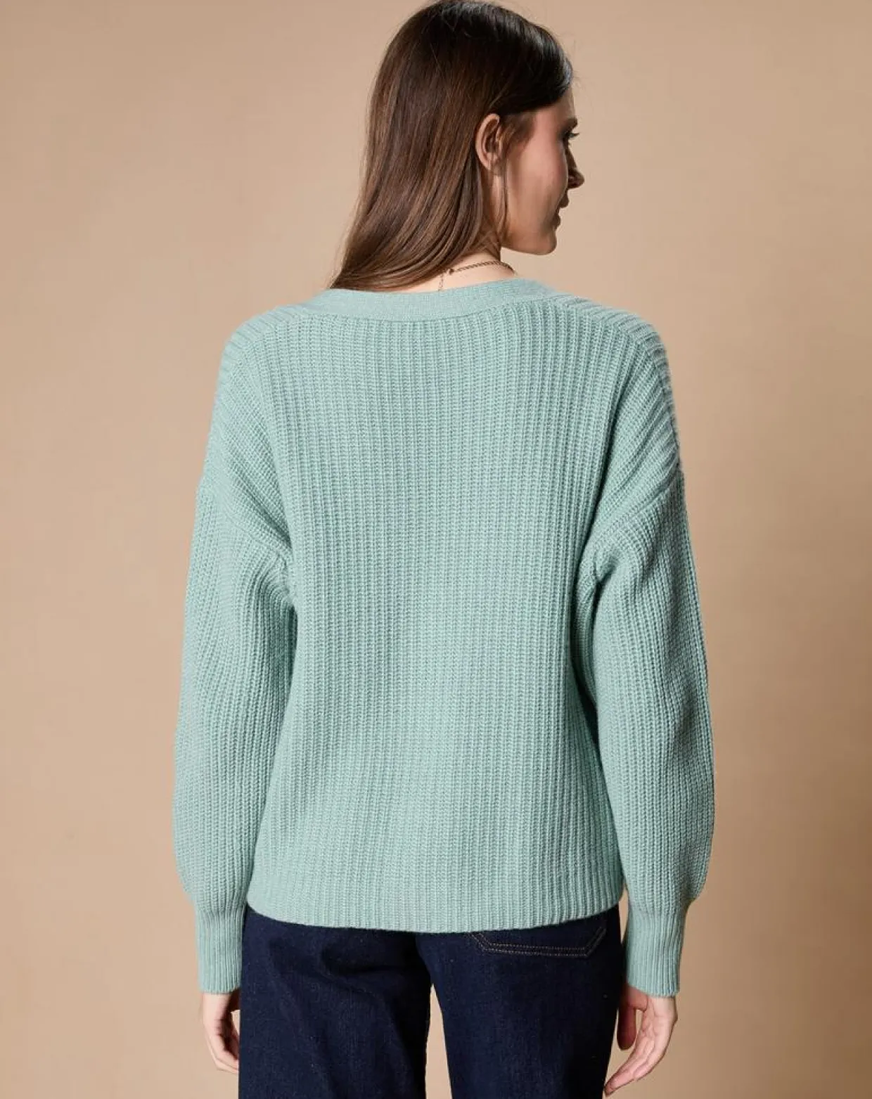 Cardigan en Laine & Cachemire mélangés Noémie sauge-Oscar et Louise Outlet