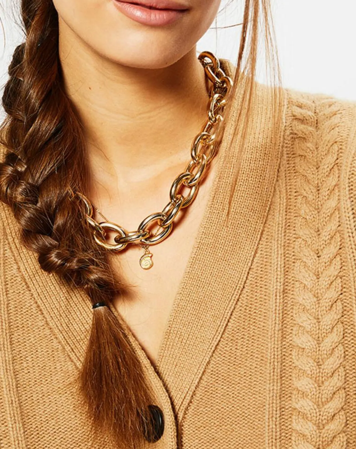 Cardigan en Laine & Cachemire Fabiola T col V beige-Galeries Lafayette Best