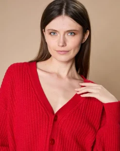 Femme Oscar et Louise Gilets Et Cardigans^Cardigan en Laine & Cachemire mélangés Noémie rouge
