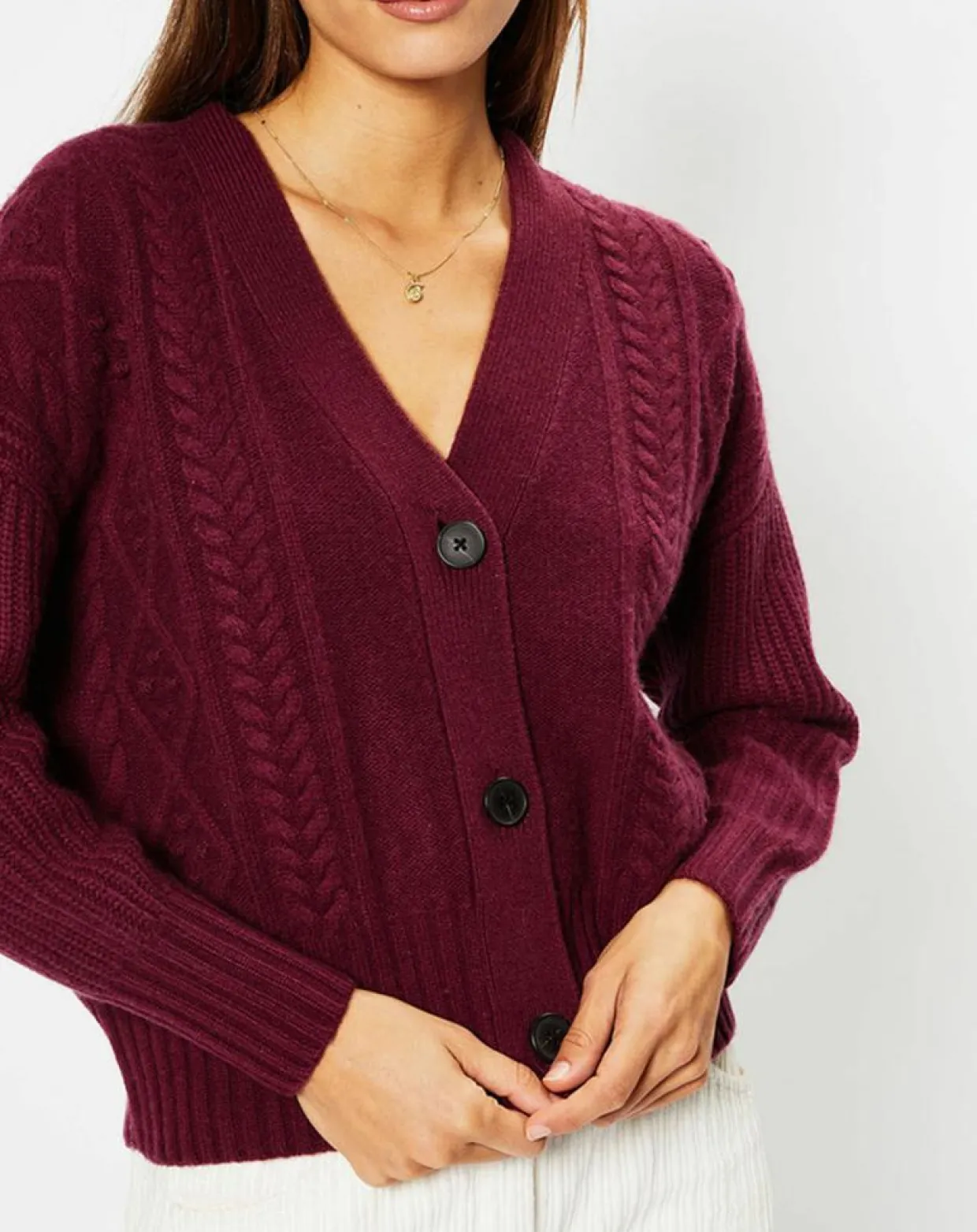 Femme Galeries Lafayette Gilets Et Cardigans^Cardigan en Laine & Cachemire Fabiola T col V bordeaux