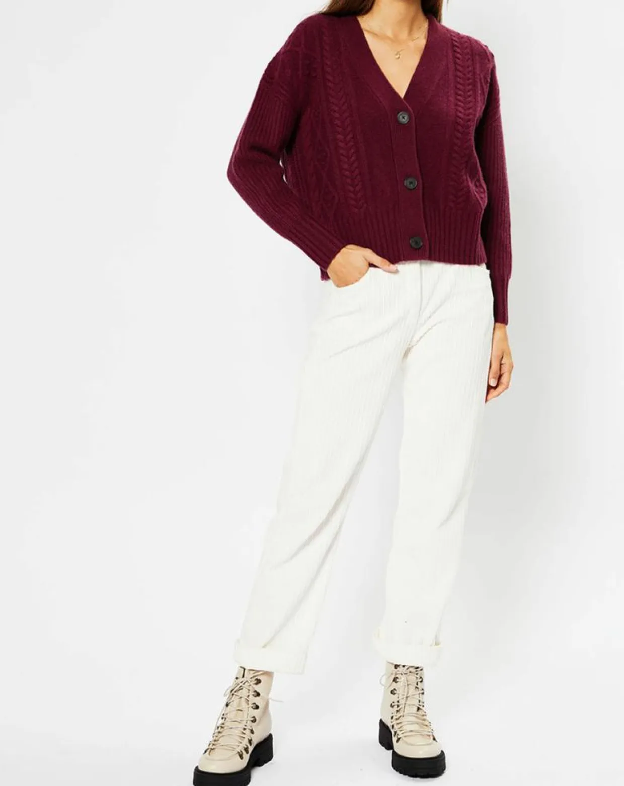 Femme Galeries Lafayette Gilets Et Cardigans^Cardigan en Laine & Cachemire Fabiola T col V bordeaux