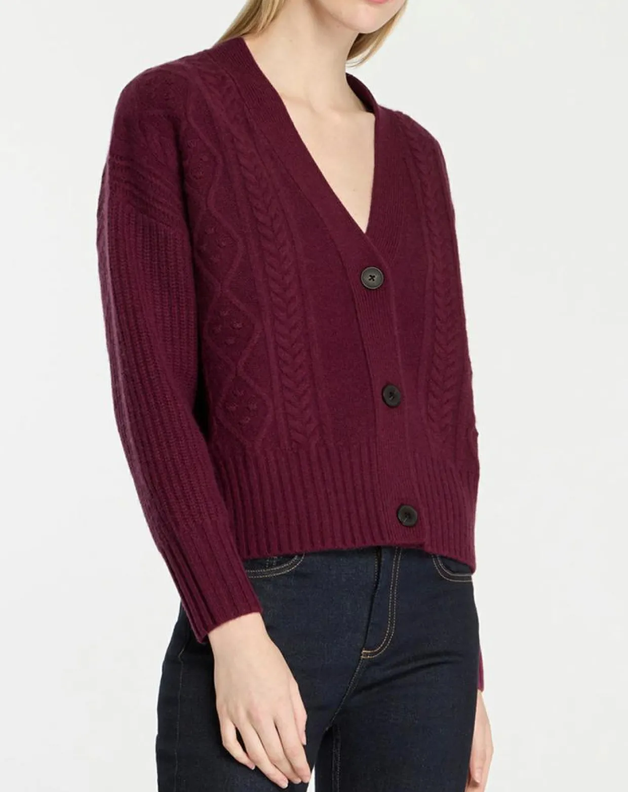 Femme Galeries Lafayette Gilets Et Cardigans^Cardigan en Laine & Cachemire Fabiola T col V bordeaux