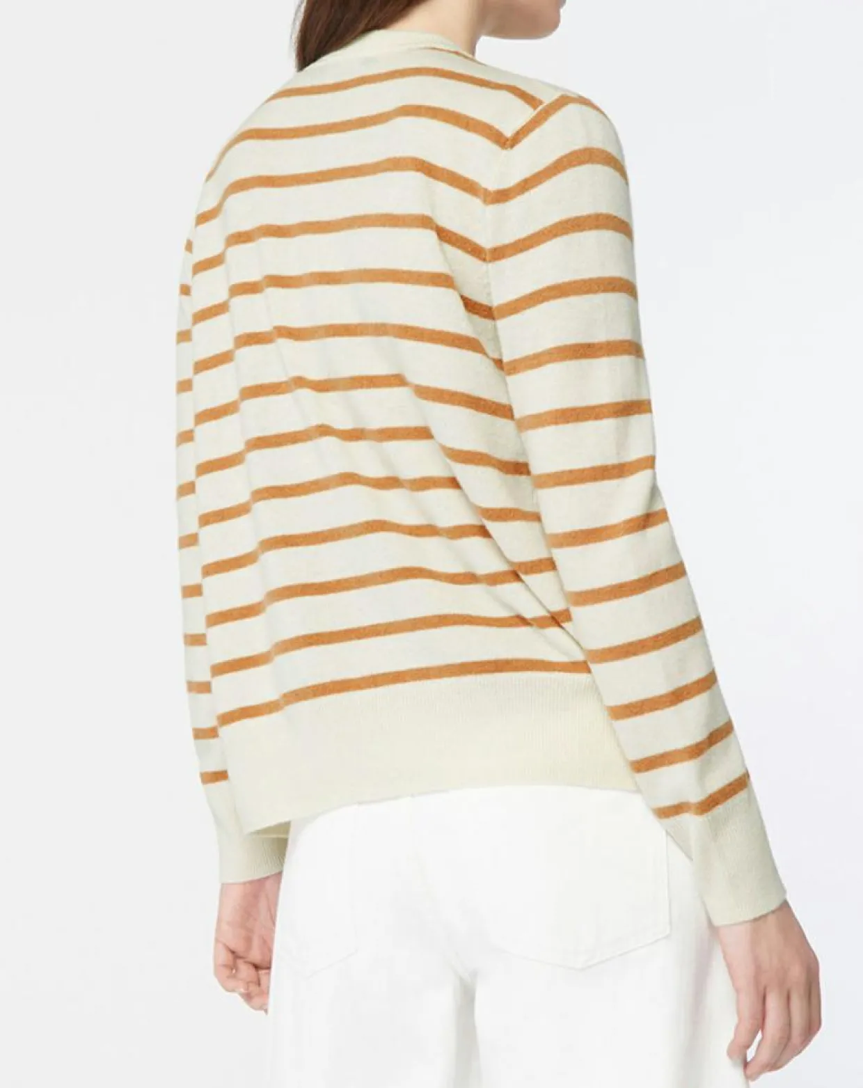 Femme Galeries Lafayette Gilets Et Cardigans^Cardigan en Laine & Cachemire Sacao rayé col rond beige/écru