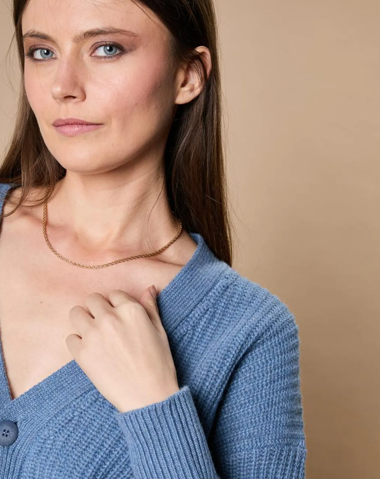 Cardigan en Laine & Cachemire mélangés Noémie bleu denim-Oscar et Louise Discount