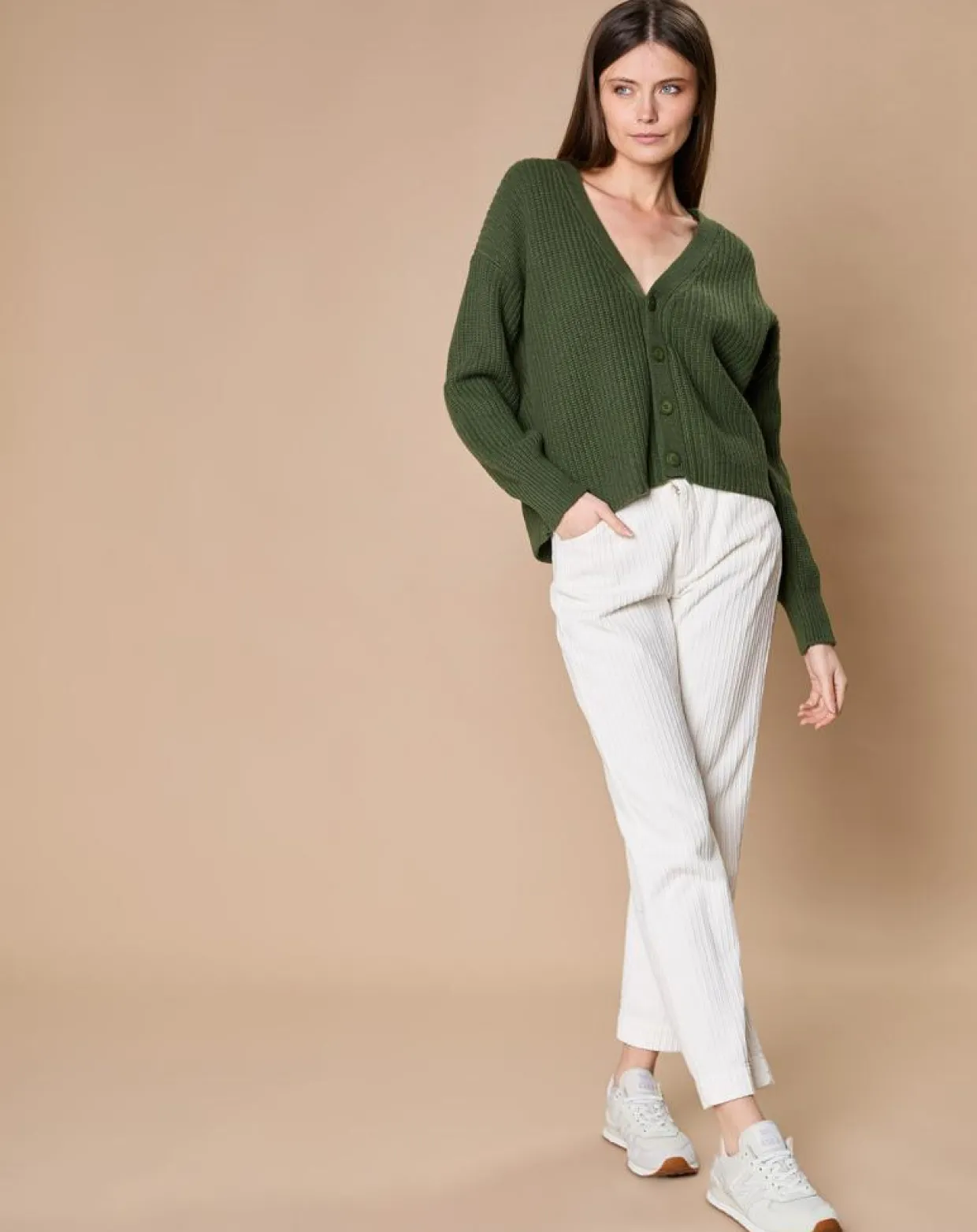 Femme Oscar et Louise Gilets Et Cardigans^Cardigan en Laine & Cachemire mélangés Noémie kaki