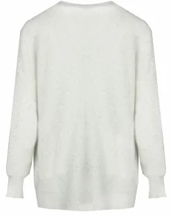 Cardigan en Laine & Mohair mélangés Basal à sequins blanc perle-Lauren Vidal Sale