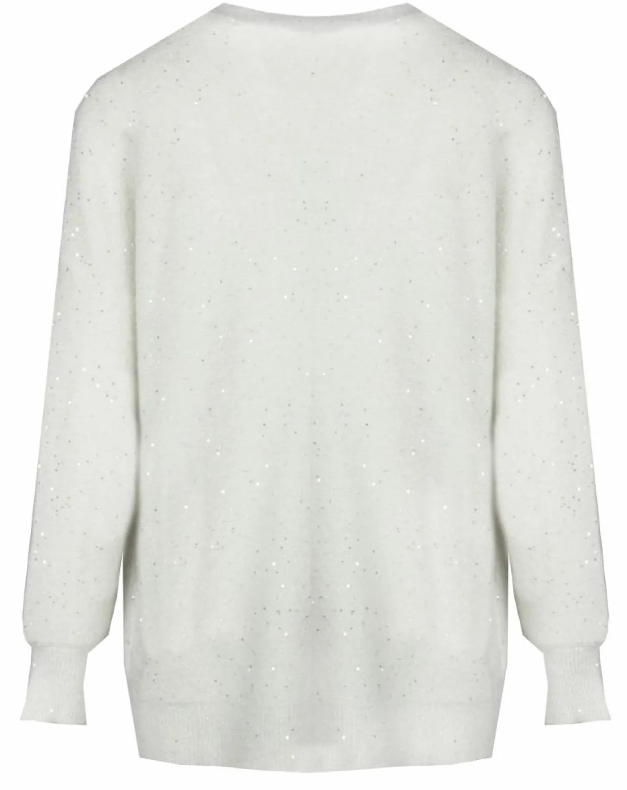 Cardigan en Laine & Mohair mélangés Basal à sequins blanc perle-Lauren Vidal Sale