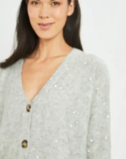 Femme Lauren Vidal Gilets Et Cardigans^Cardigan en Laine & Mohair mélangés Basal à sequins gris