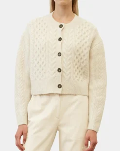 Cardigan en Laine mélangée à torsades écru-Marc O'Polo Discount