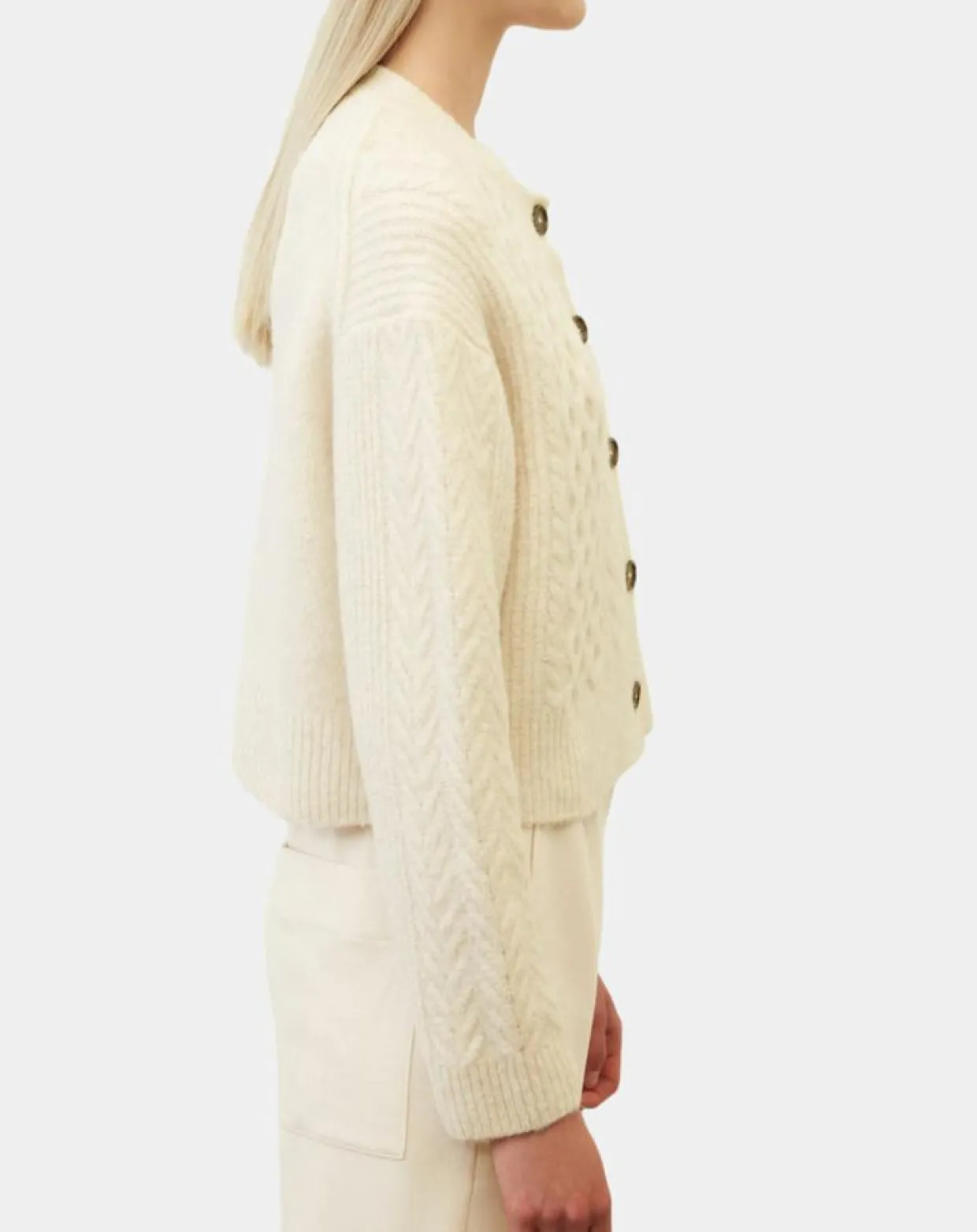 Cardigan en Laine mélangée à torsades écru-Marc O'Polo Discount