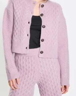 Cardigan en Laine mélangée à torsades rose-Marc O'Polo