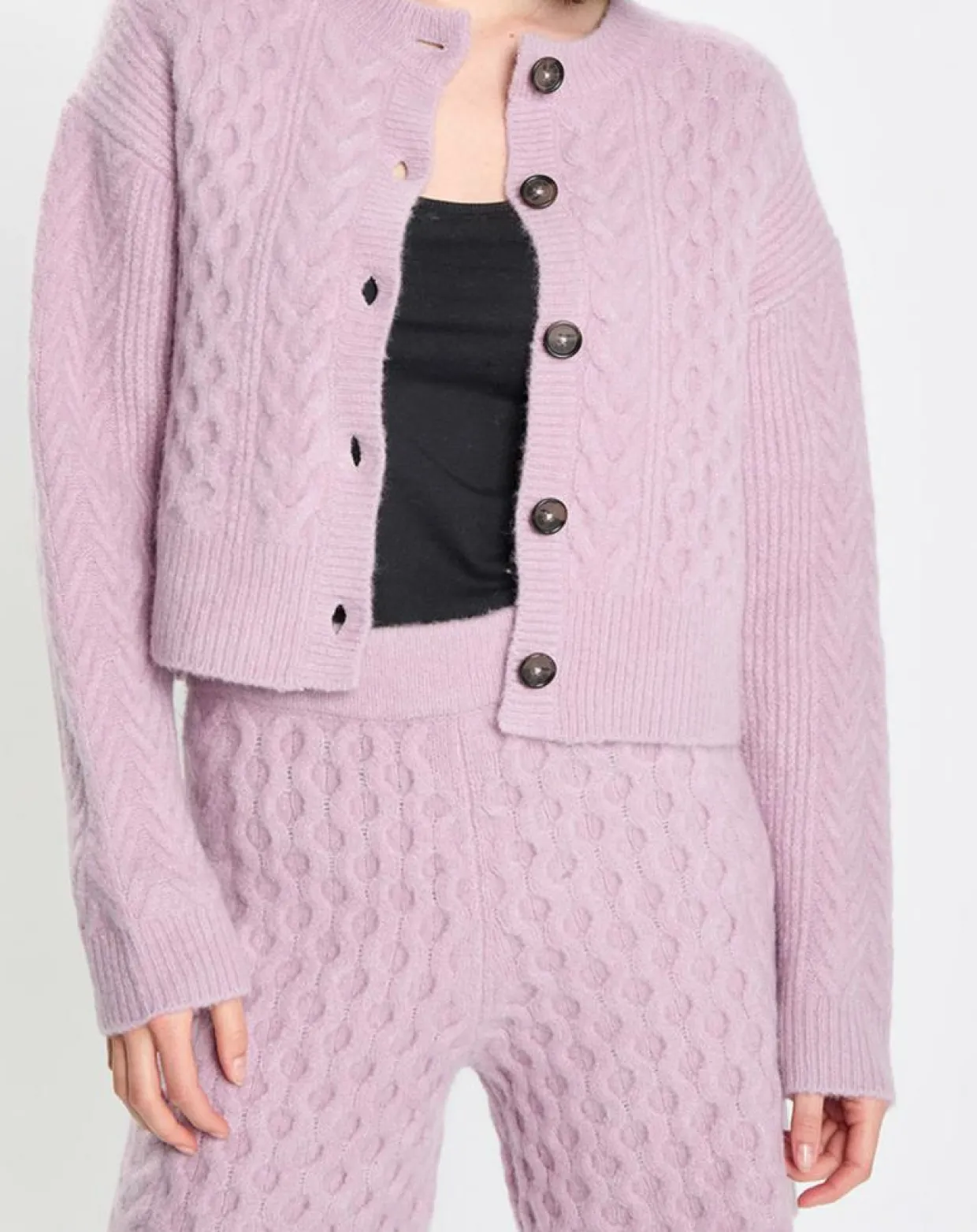 Cardigan en Laine mélangée à torsades rose-Marc O'Polo