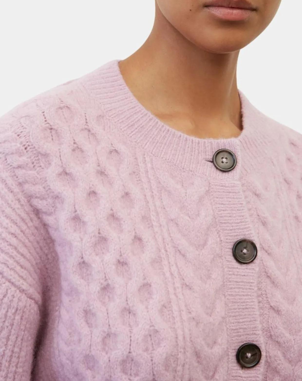 Cardigan en Laine mélangée à torsades rose-Marc O'Polo