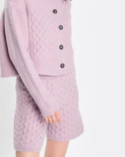 Cardigan en Laine mélangée à torsades rose-Marc O'Polo