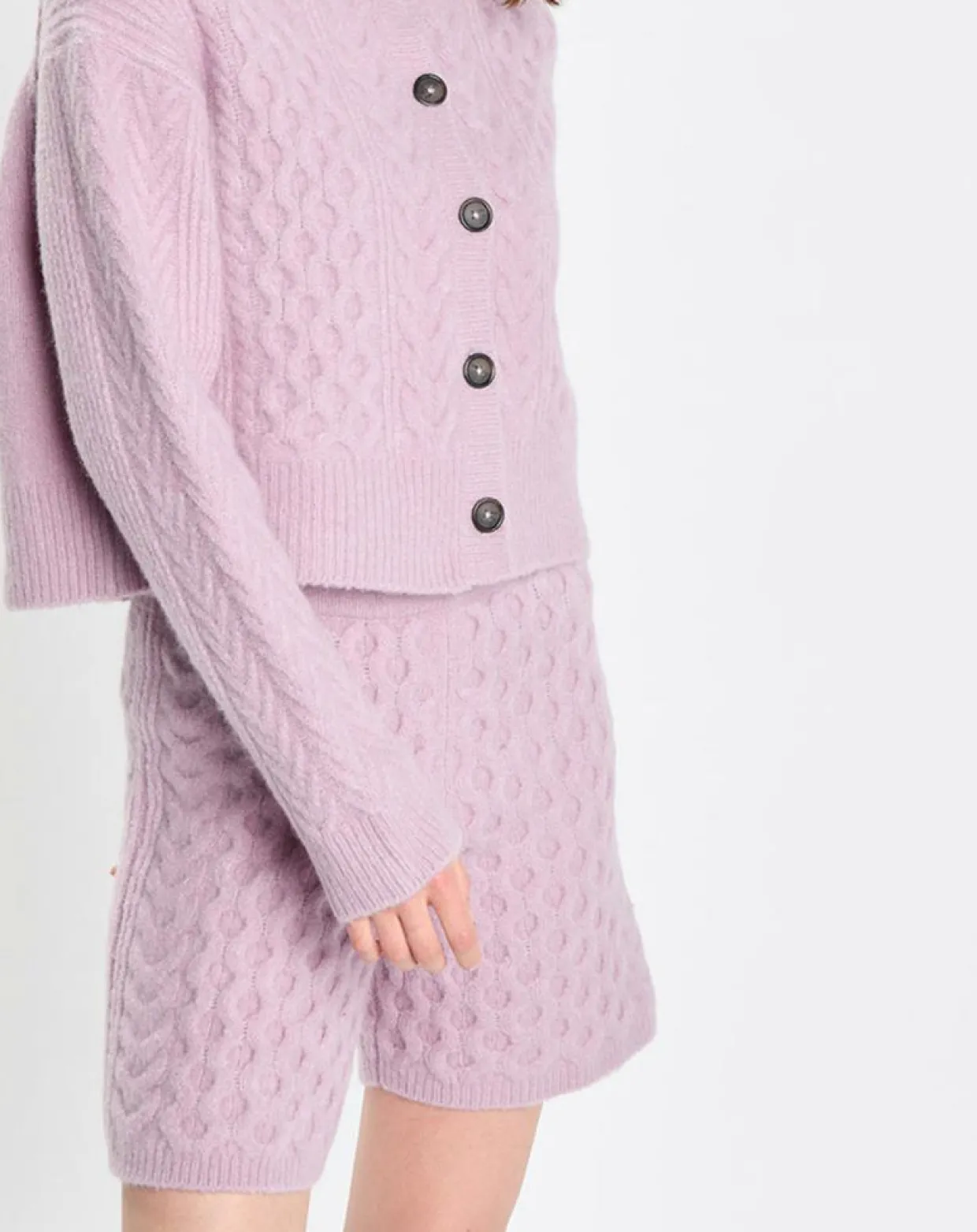 Cardigan en Laine mélangée à torsades rose-Marc O'Polo
