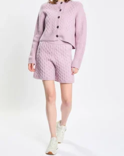 Cardigan en Laine mélangée à torsades rose-Marc O'Polo