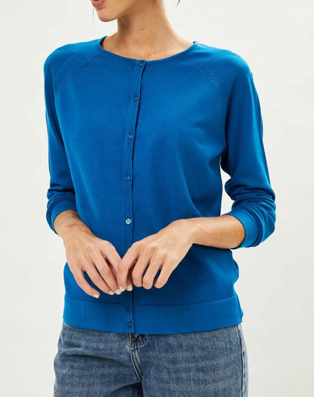Cardigan en Maille fine Fanny bleu moyen-Galeries Lafayette