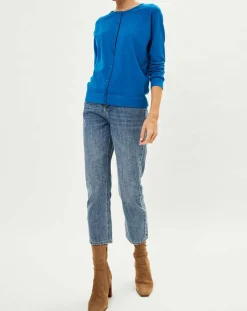 Cardigan en Maille fine Fanny bleu moyen-Galeries Lafayette