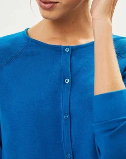 Cardigan en Maille fine Fanny bleu moyen-Galeries Lafayette