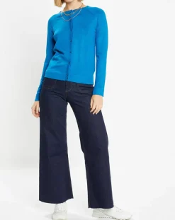Cardigan en Maille fine Fanny bleu moyen-Galeries Lafayette