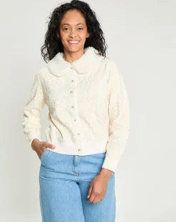 Cardigan Maille Dentelle ecru-Manoush Hot