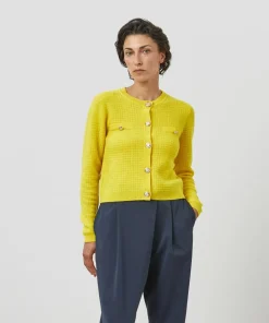 Cardigan Raven 100% Cachemire boutons et poches jaune-Rodier