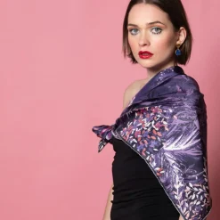 Femme Petrusse Echarpes, Foulards^Carré 100% Soie Idylle lilas - 105x105 cm