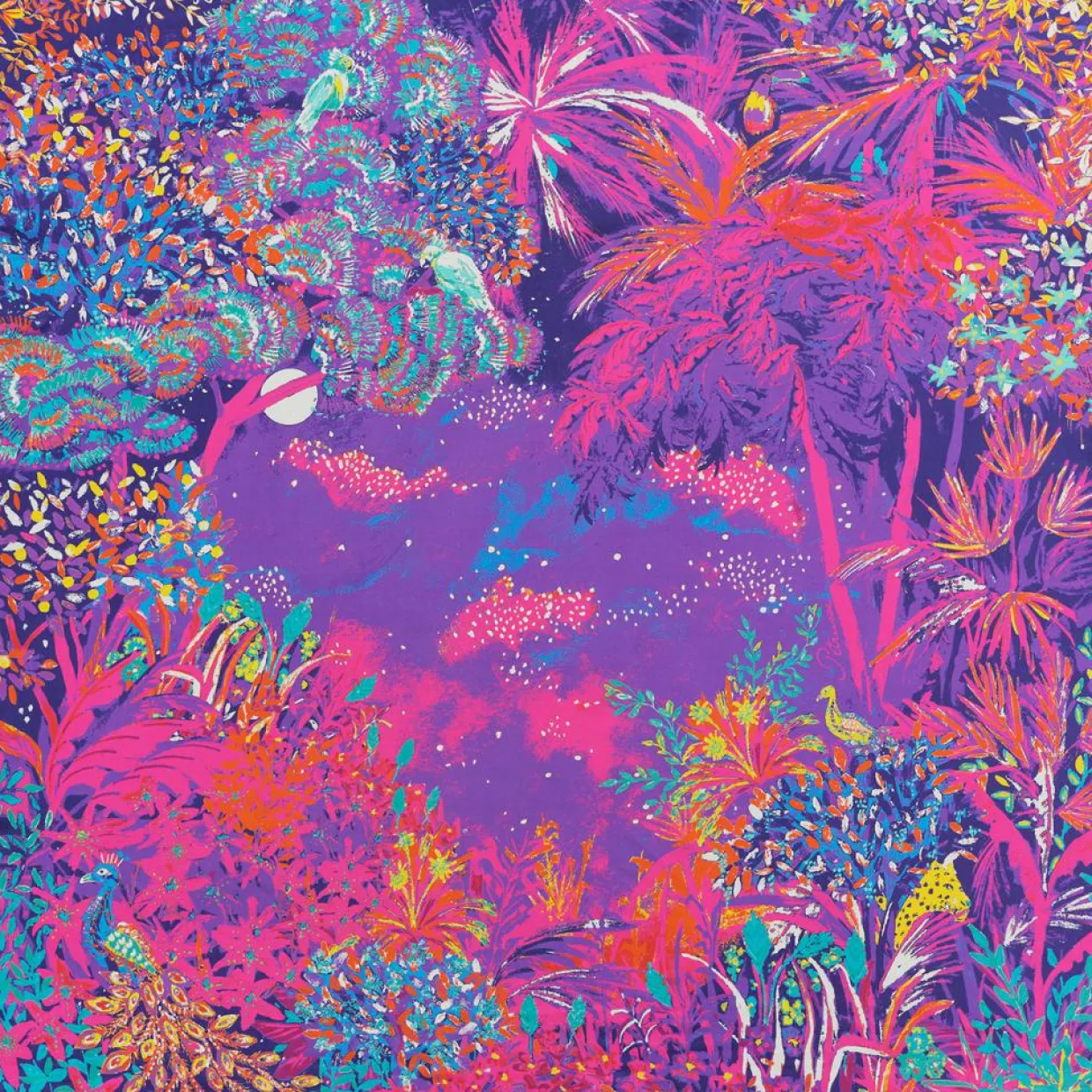 Carré 100% Soie Idylle néon - 105x105 cm-Petrusse Sale