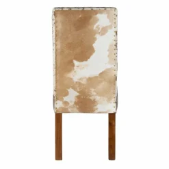 Chaise à haut dossier en peau de vache Acacia Savage Naturel - 46x50x109 cm-Bois & Chiffons Discount