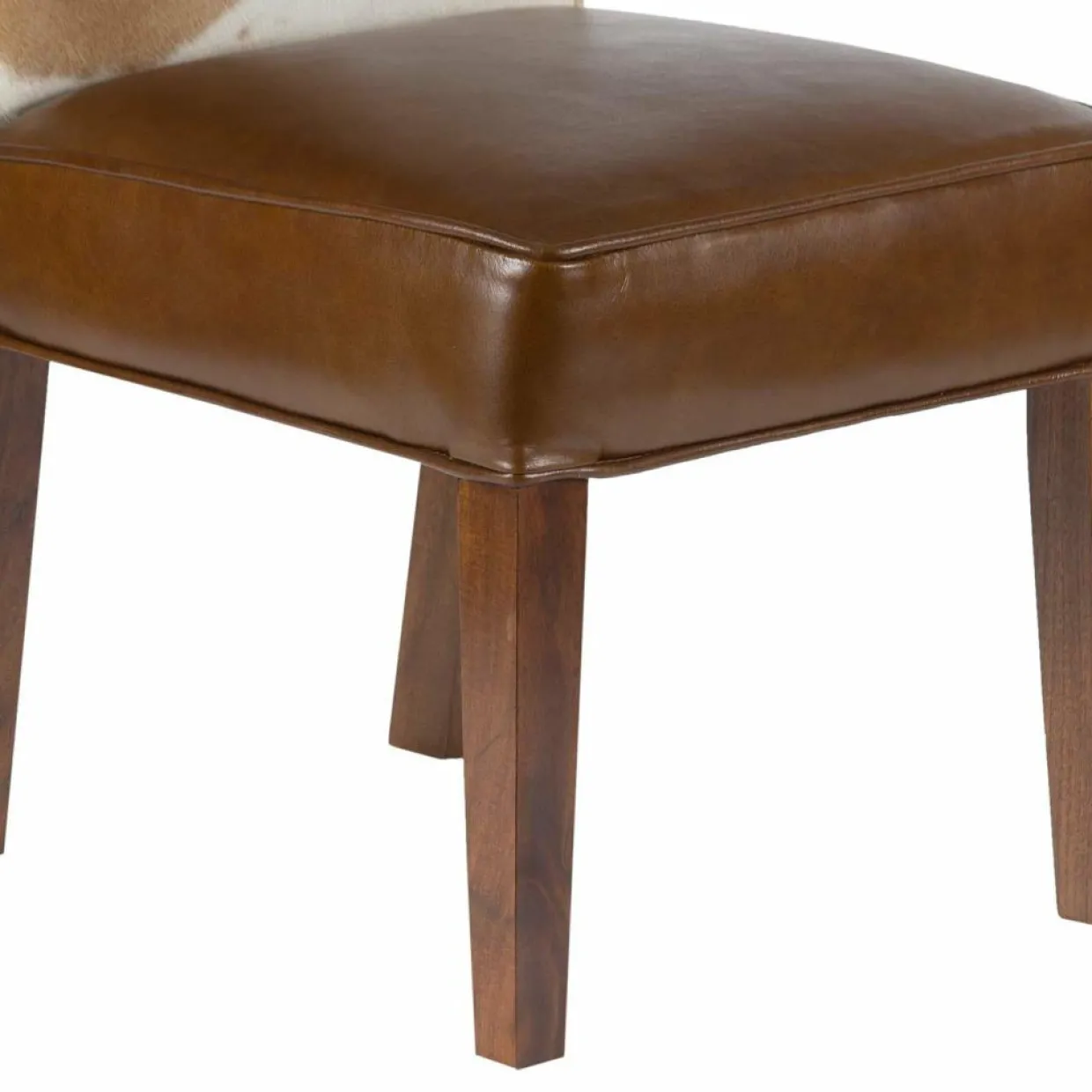 Chaise à haut dossier en peau de vache Acacia Savage Naturel - 46x50x109 cm-Bois & Chiffons Discount