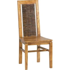 Chaise bois sculpté bicolore acacia maya brun/miel - 45x43x103 cm-Bois & Chiffons Clearance