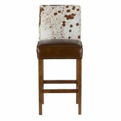 Bois & Chiffons Chaises^Chaise de bar en acacia et peau de vache Acacia Savage Marron - 46x50x114 cm