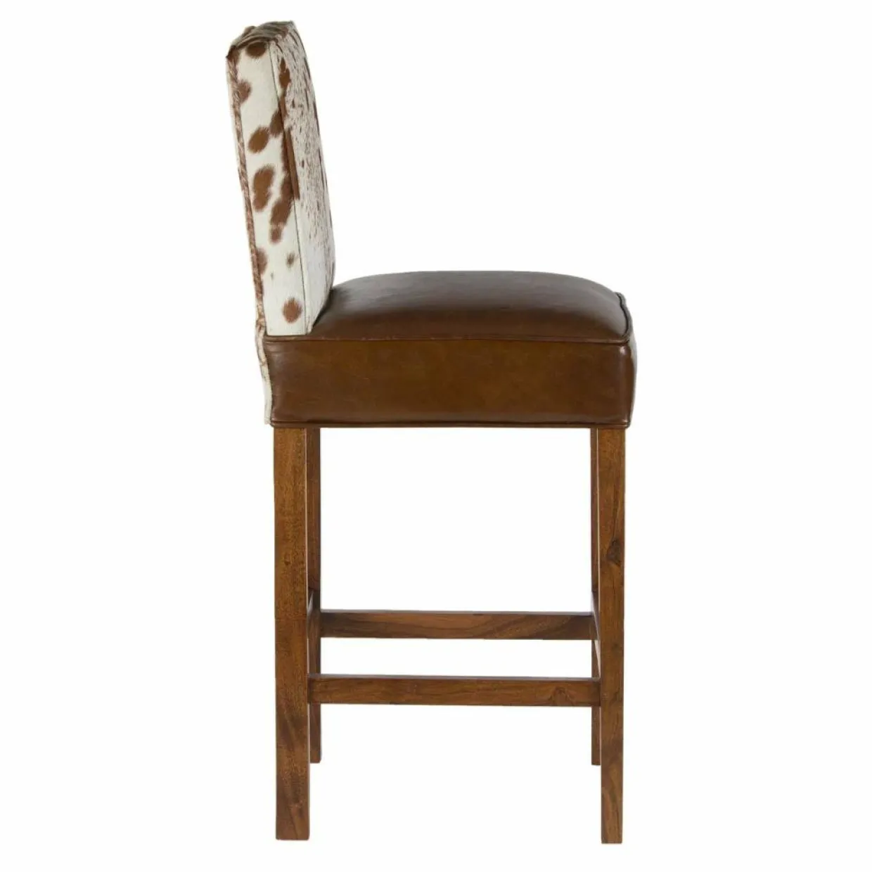 Bois & Chiffons Chaises^Chaise de bar en acacia et peau de vache Acacia Savage Marron - 46x50x114 cm