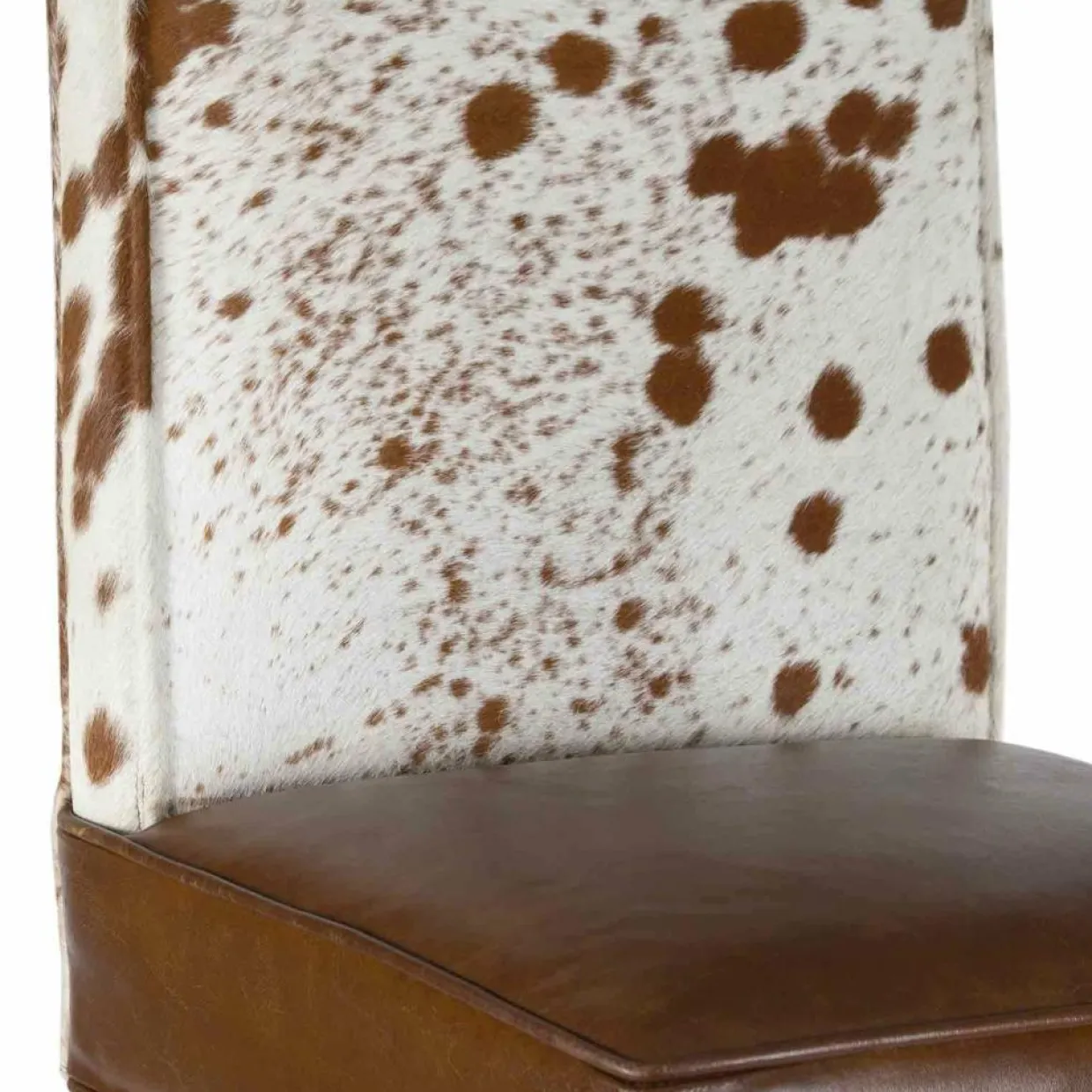 Bois & Chiffons Chaises^Chaise de bar en acacia et peau de vache Acacia Savage Marron - 46x50x114 cm