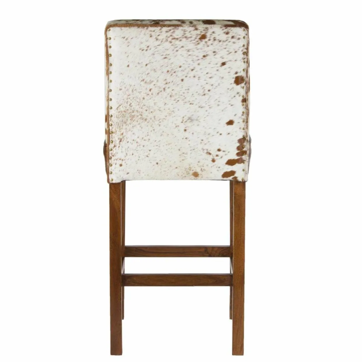 Bois & Chiffons Chaises^Chaise de bar en acacia et peau de vache Acacia Savage Marron - 46x50x114 cm