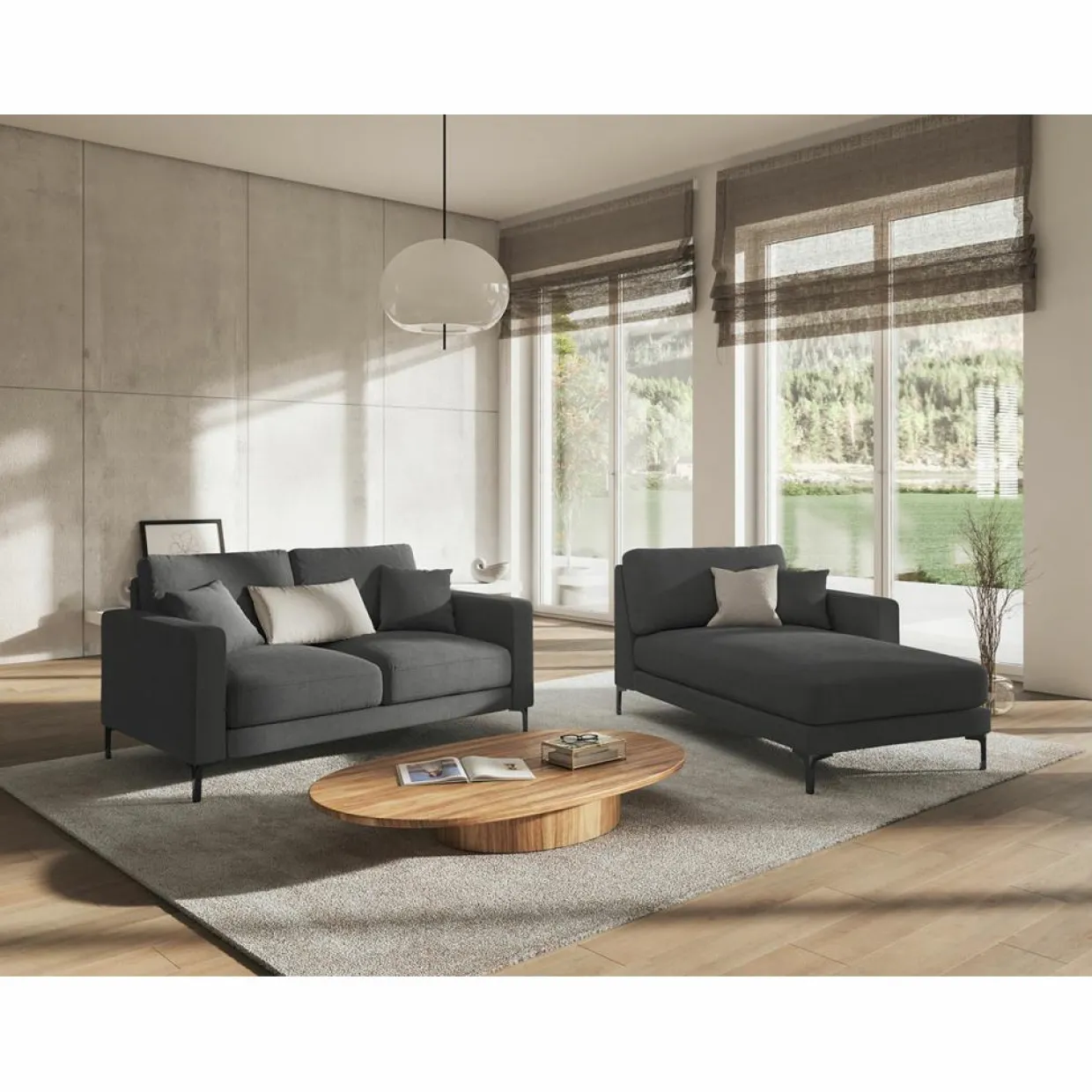 Chaise Longue Droite Venus gris foncé - 160x104x90 cm-Mazzini Sofas Hot