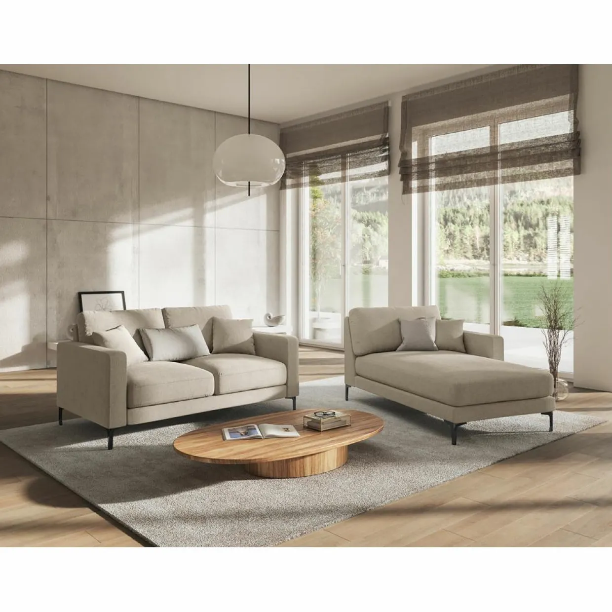 Mazzini Sofas Canapés^Chaise Longue Droite Venus beige - 160x104x90 cm