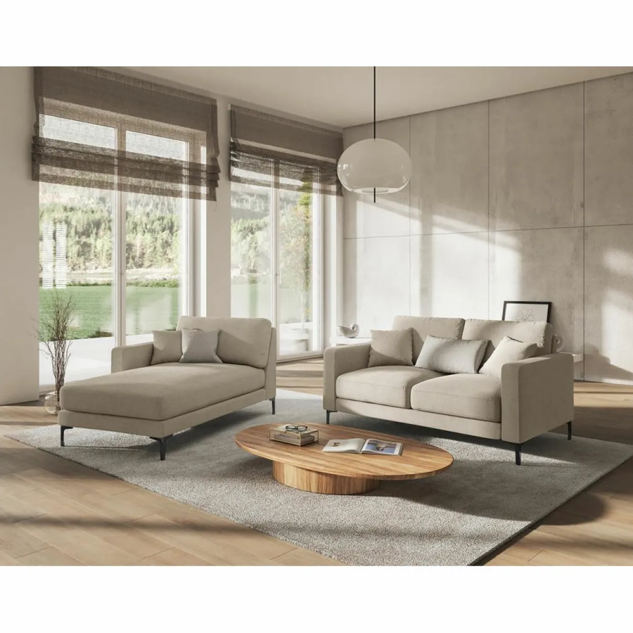 Mazzini Sofas Canapés^Chaise Longue Gauche Venus beige - 160x104x90 cm