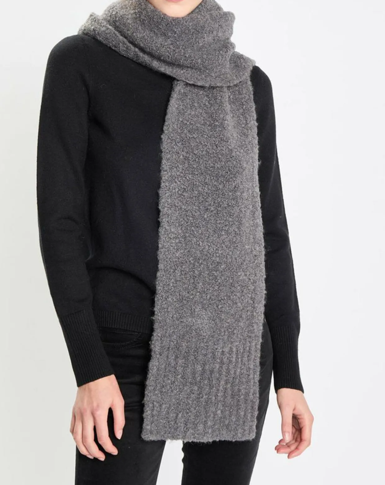 Femme Marc O'Polo Echarpes, Foulards^Écharpe en Laine mélangée et bouclée gris foncé