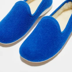 Chaussons charentais fourrés en Laine bleu roi-Apologie Studio Sale