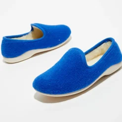 Chaussons charentais fourrés en Laine bleu roi-Apologie Studio Sale