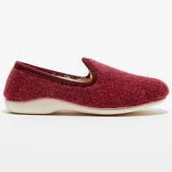 Chaussons charentais fourrés en Laine bordeaux-Apologie Studio