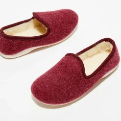 Chaussons charentais fourrés en Laine bordeaux-Apologie Studio