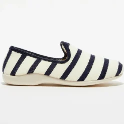 Chaussons charentais fourrés en Laine rayés blancs-Apologie Studio Hot